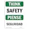 Signmission OSHA THINK Sign, Safety, 5in X 3.5in Decal, 3.5" W, 5" L, Landscape, OS-TS-D-35-L-11871 OS-TS-D-35-L-11871 - alternate 1